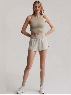 Varley Kallin Metallic Silver Running Shorts. Size: Large. Excellent condition